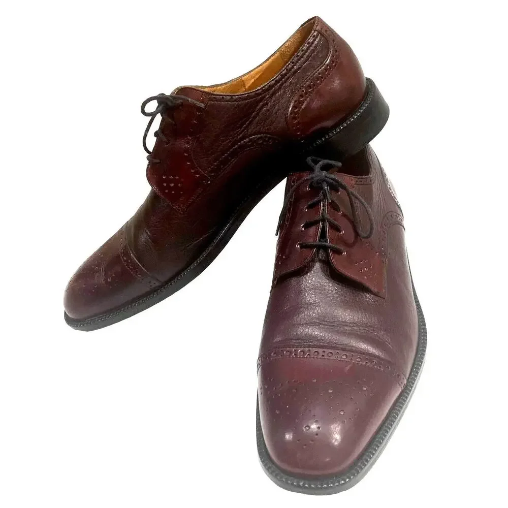 Johnston & Murphy Cellini OXBLOOD Wingtip Oxfords ITALY Brogues | 10M